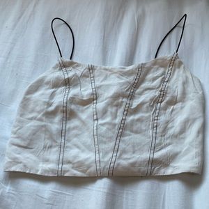 black and white satin crop tank